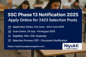 SSC Phase 13 Notification 2025: Apply Online for 2423 Selection Posts